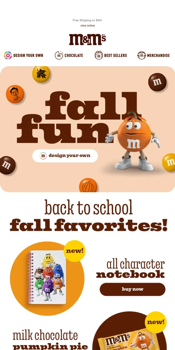 Email from M&M's. Fall into a New Season