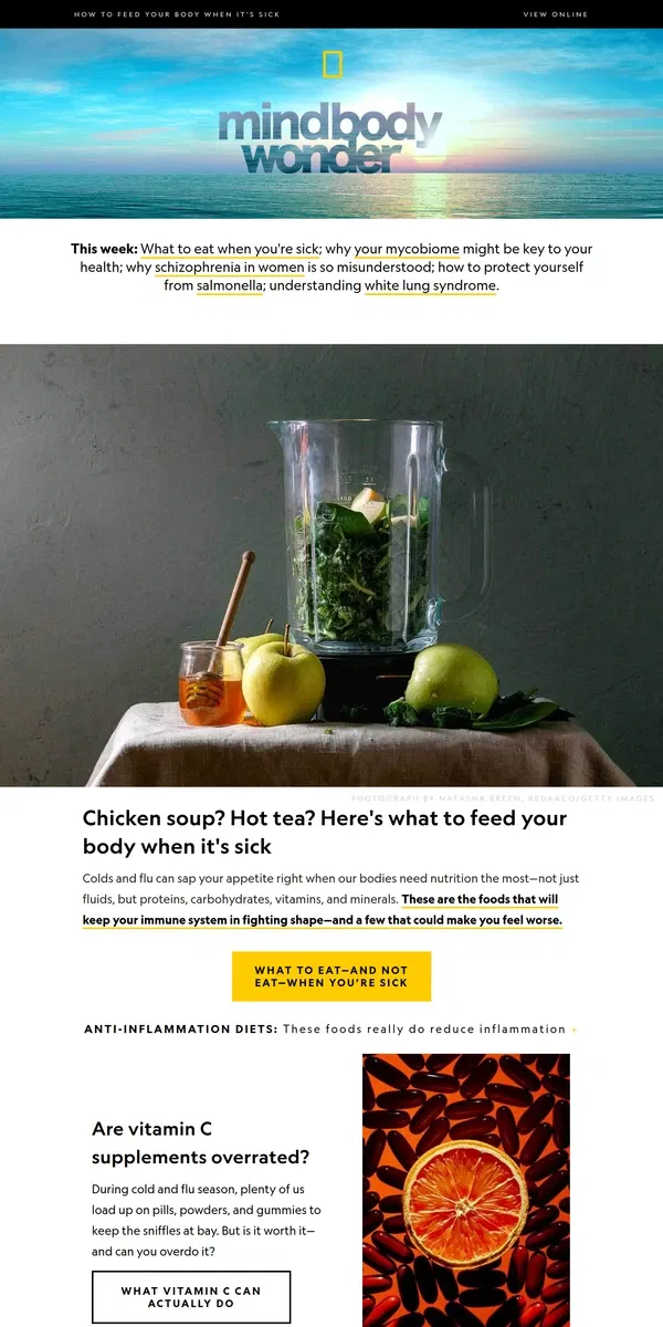 Email from National Geographic. Can chicken soup really heal you?