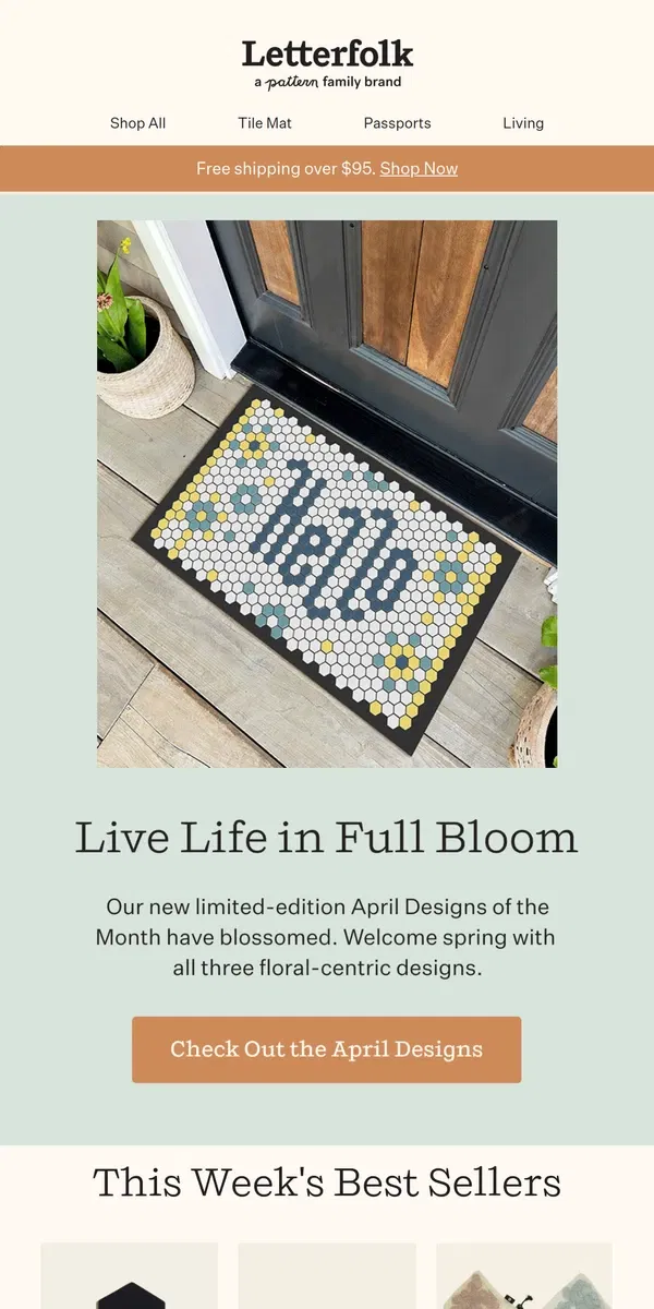 Email from Letterfolk. Welcome spring with our new Designs of the Month