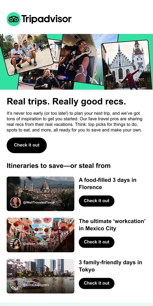 Email from Tripadvisor. Get trip ideas from travel pros