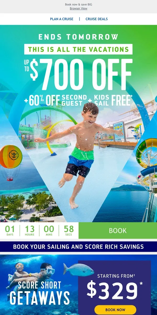 Email from Royal Caribbean. [ENDS TOMORROW] This awesome deal won't be here for long!