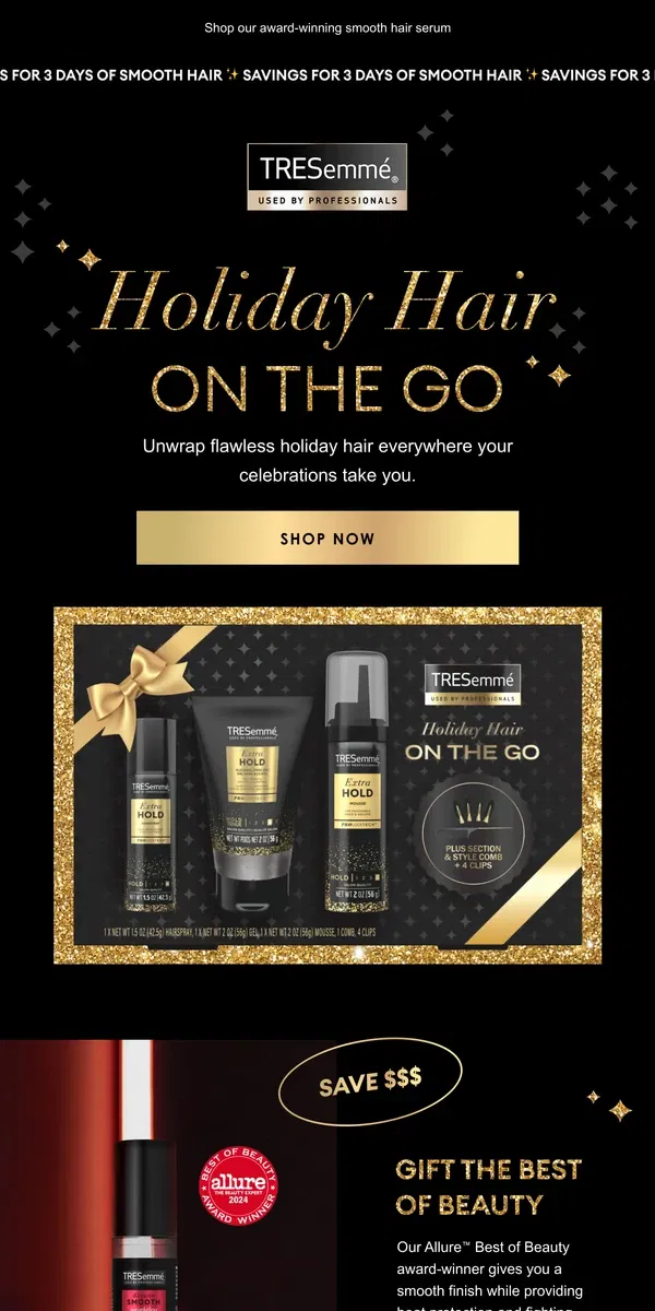 Email from TRESemmé. ✨ Save on holiday styling essentials!