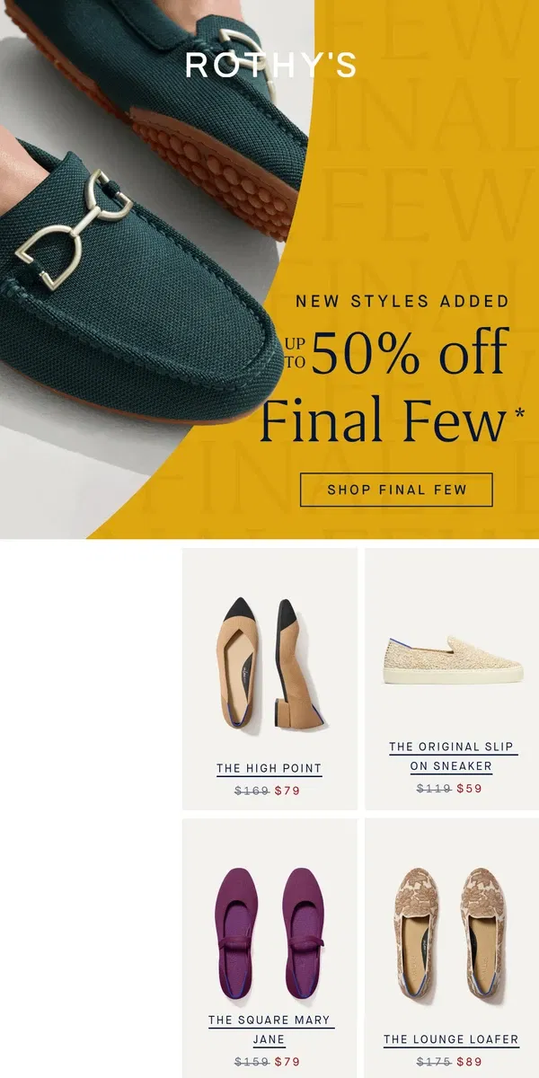 Email from Rothy's. Mary Janes & Drivers up to 50% off!?