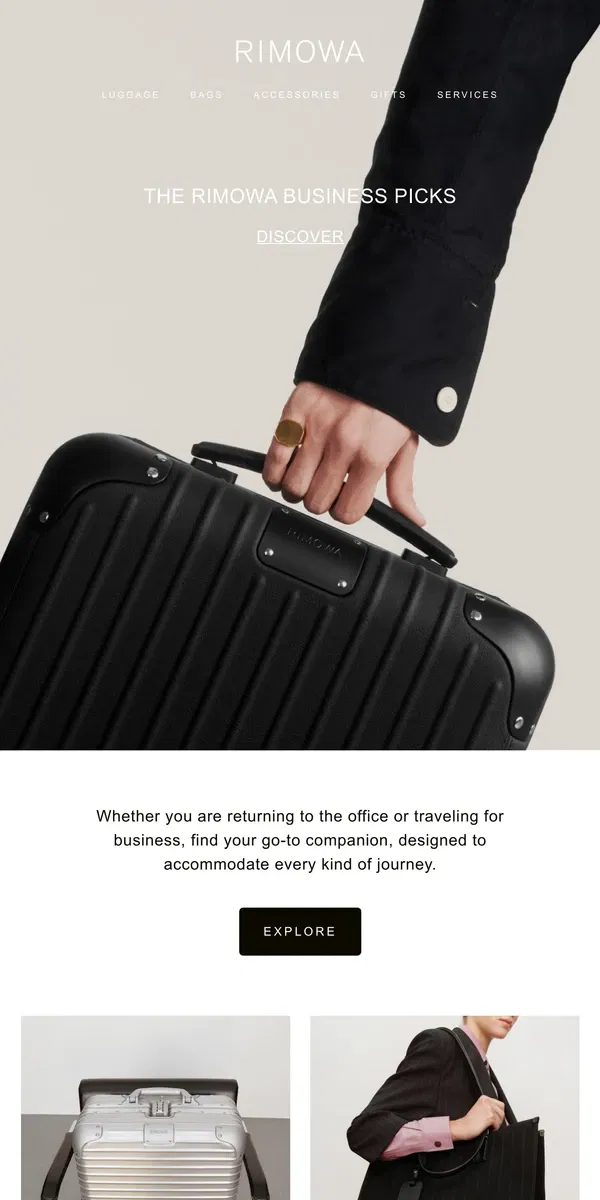 Email from Rimowa. Elevate your business travels