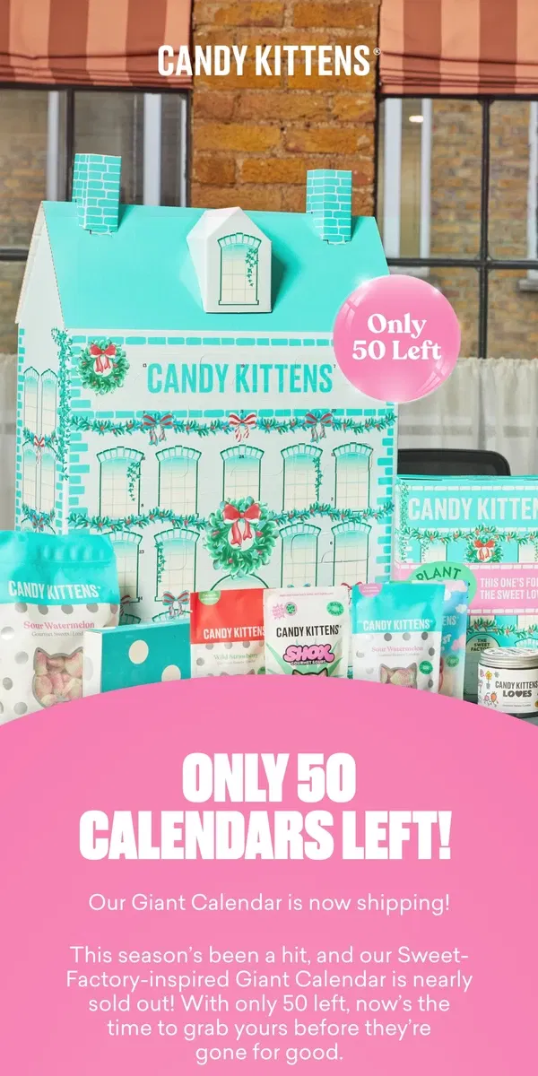 Email from Candy Kittens. Our Giant Advent Calendar is almost gone