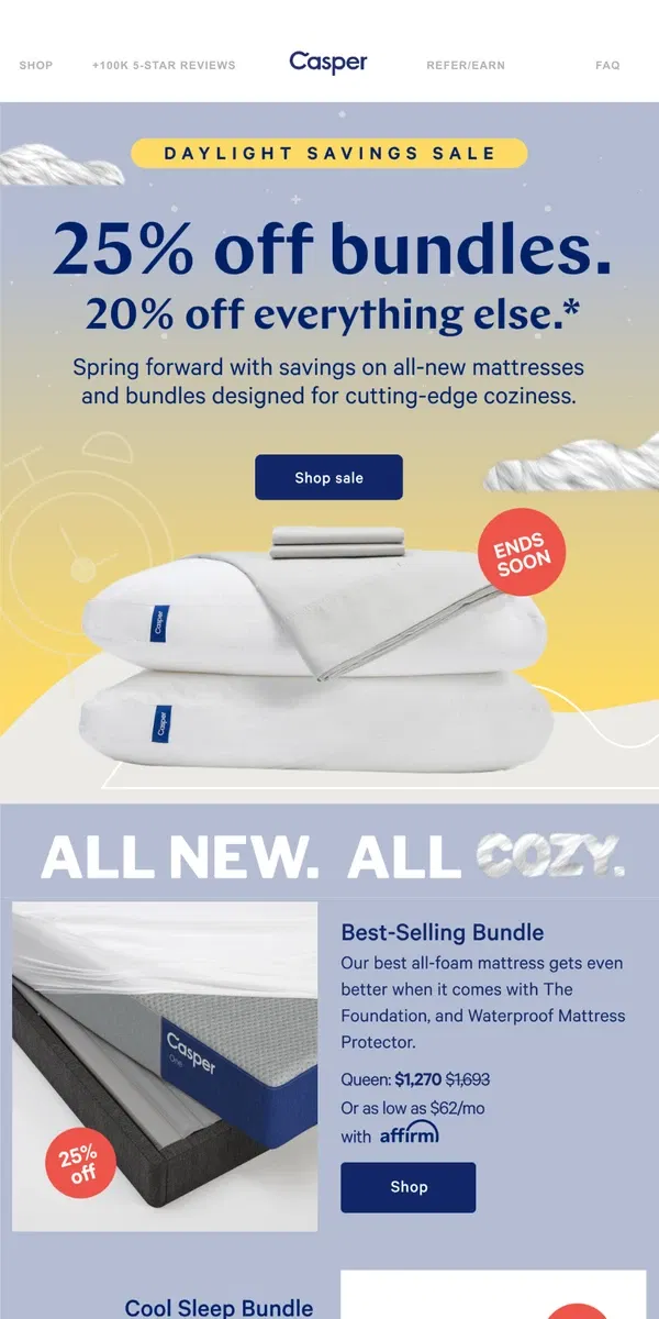 Email from Casper. 20% off all-new, caffeine-free coziness.