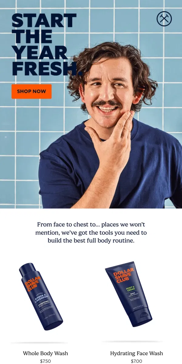 Email from Dollar Shave Club. New year, new you?