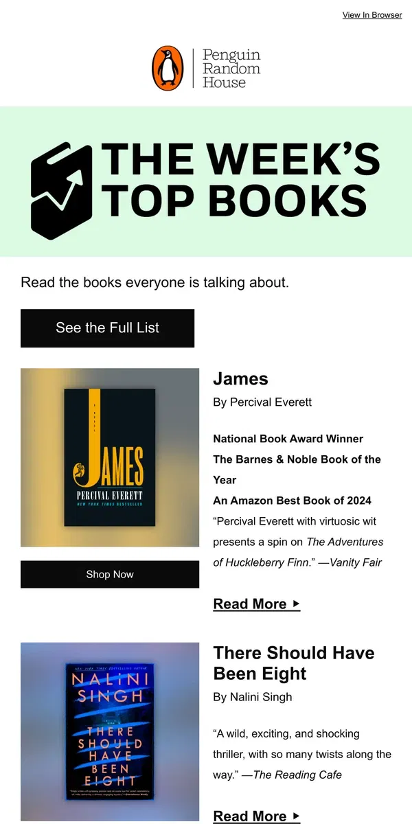 Email from Penguin Random House. This Week’s Most Popular Books Are …