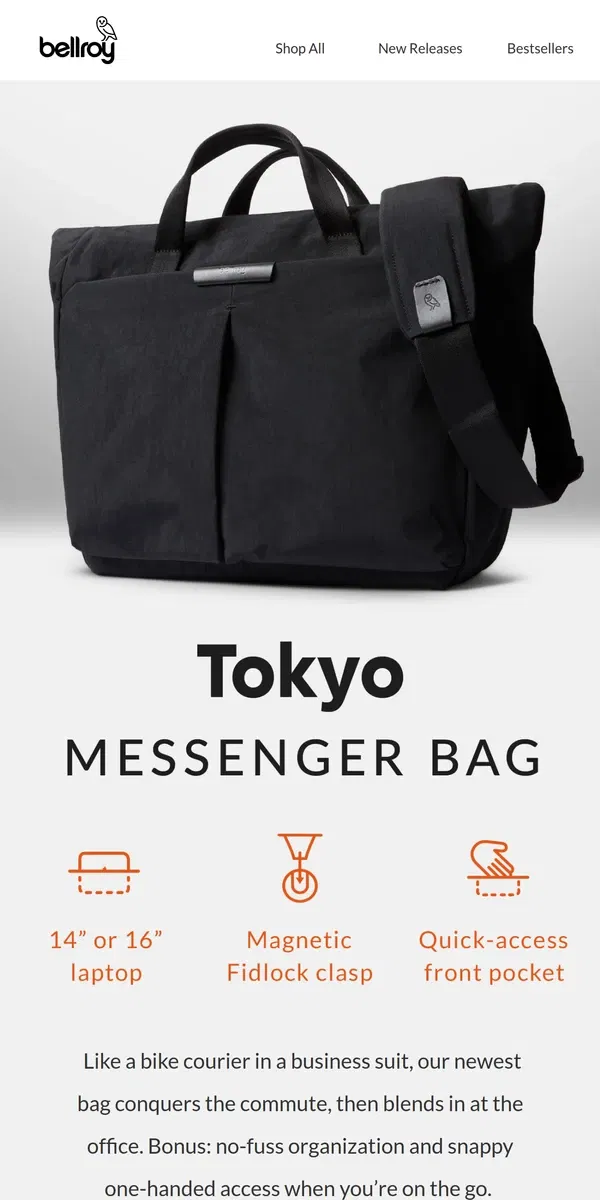 Email from Bellroy. Your messenger has arrived.