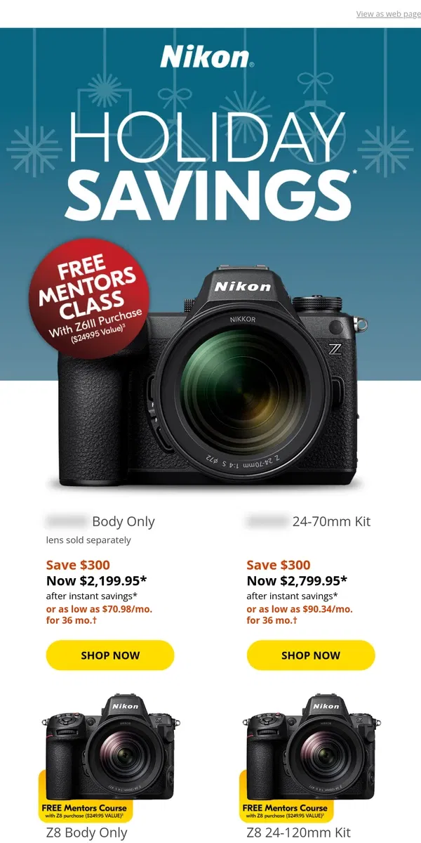 Email from Nikon. Tick Tock! Holiday Deals Inside