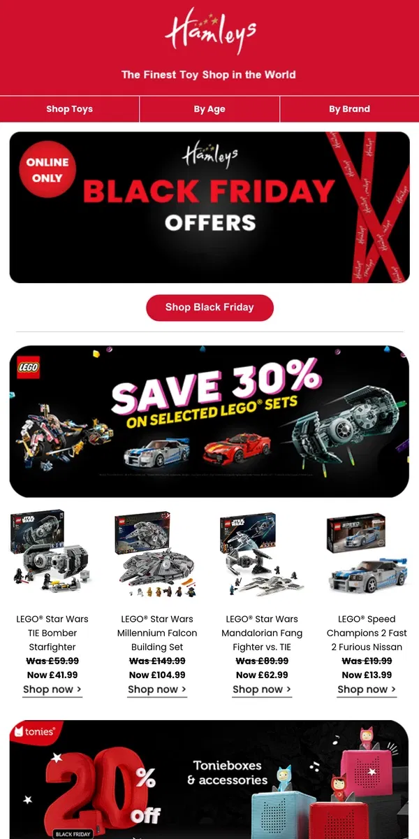 Email from Hamleys. Hamleys Black Friday Offers Have Arrived! 🎁