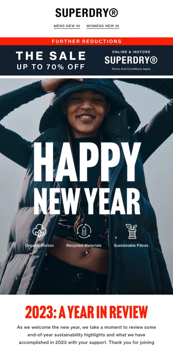 Email from Superdry. Happy New Year From Superdry