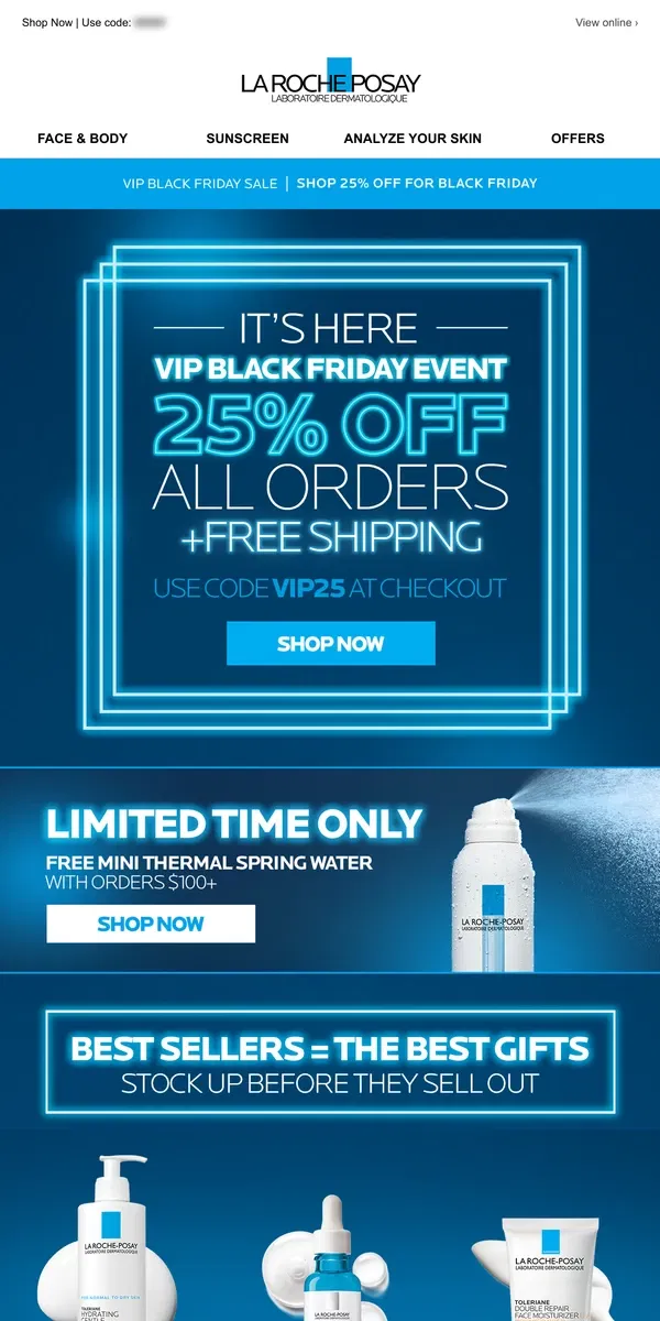 Email from La Roche-Posay. Secret Black Friday Deal inside.