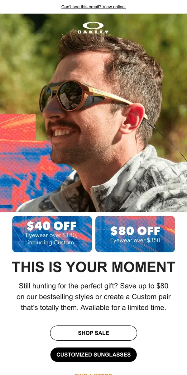 Email from Oakely. You Can Still Save $80 Off