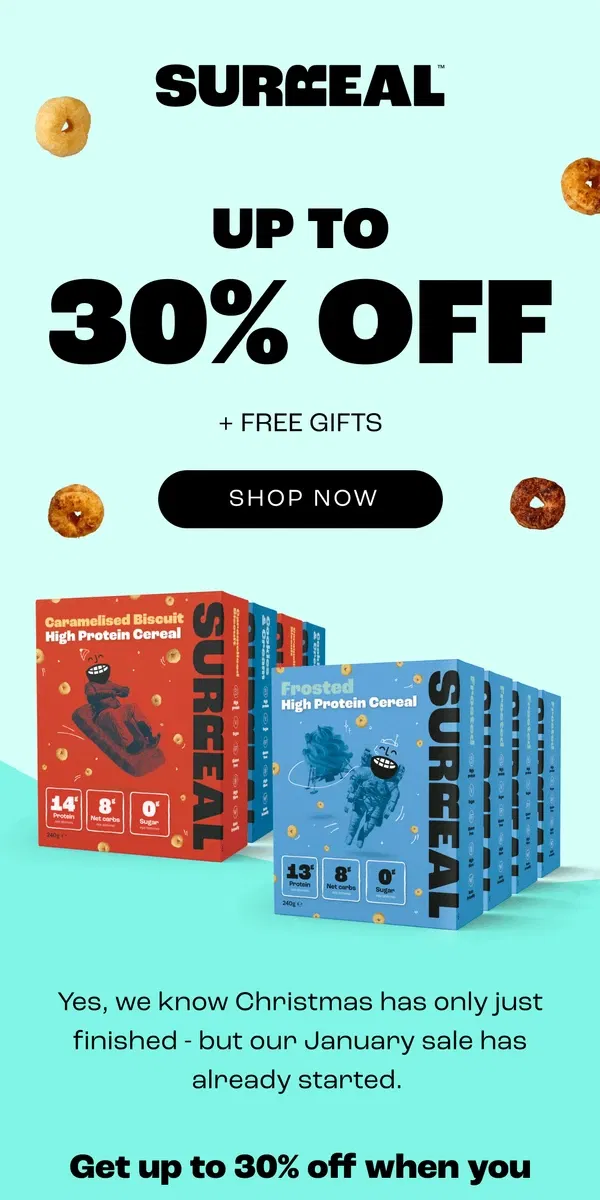 Email from Surreal. Jan sale is on -  save up to 30%