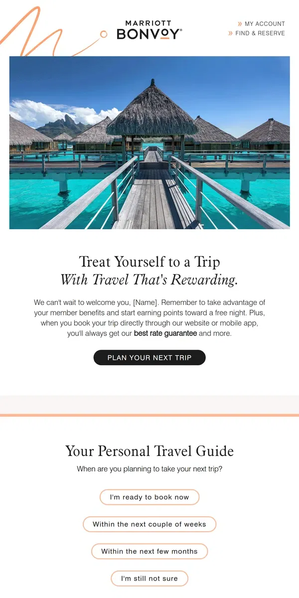 Email from Marriott Bonvoy. You Deserve to Be Rewarded, [Name]