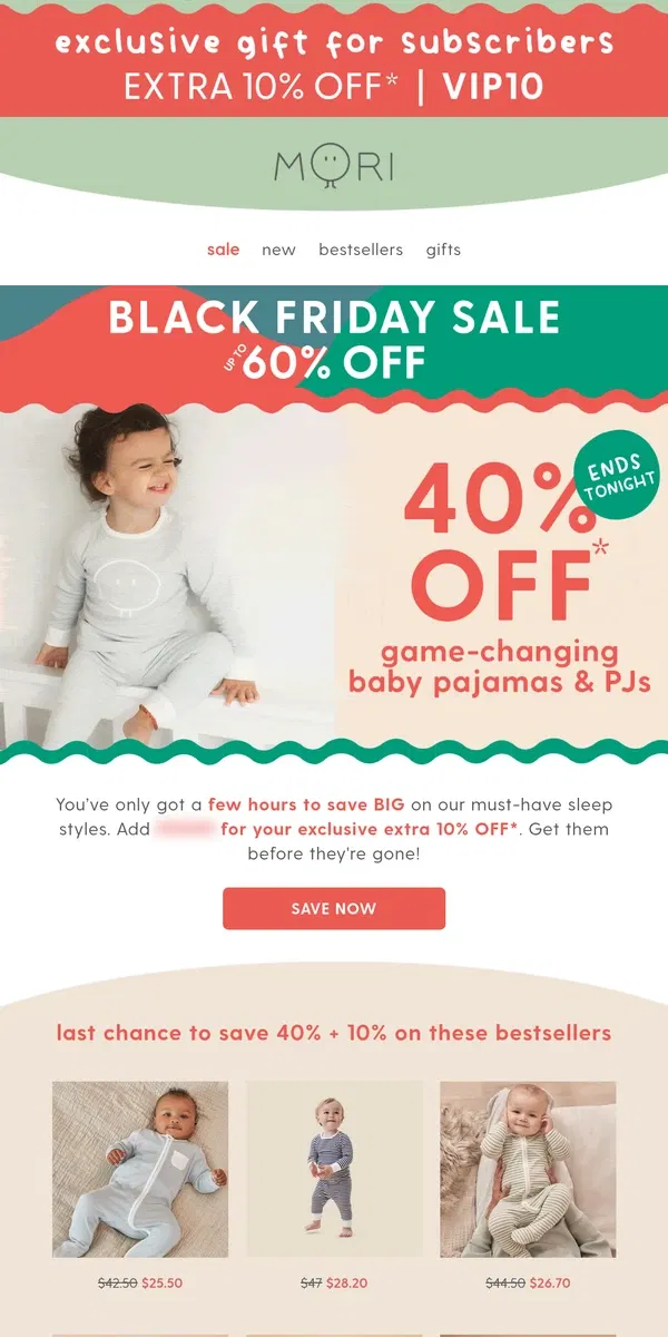 Email from MORI. FINAL CALL! Baby pajamas & PJs ON SALE from just $23 🏃💨