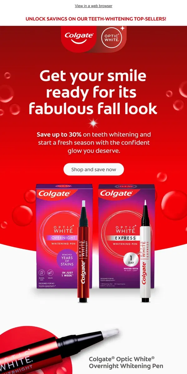 Email from Colgate. End-of-summer sale on now!