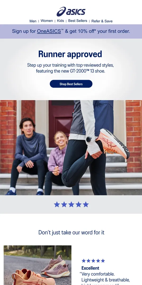 Email from ASICS. Best-reviewed styles for you ⭐⭐⭐⭐️