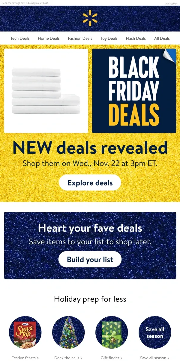 Email from Walmart. NEW deals drop 11/22 🔒📆