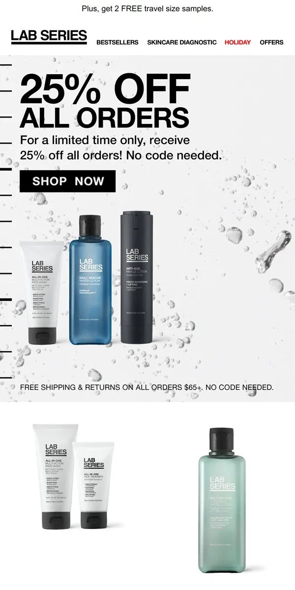 Email from Lab Series. 25% Off Sitewide! Don't Miss Out!