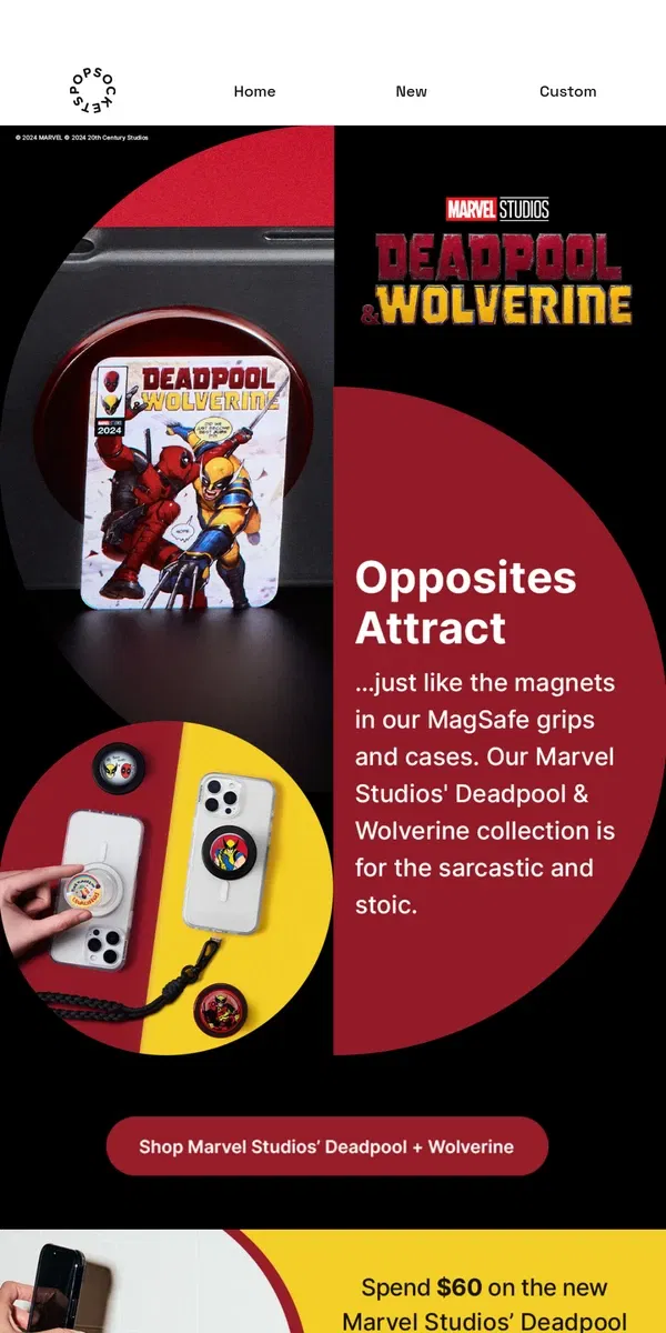 Email from PopSockets. Marvel Studios’ Deadpool & Wolverine: a complicated relationship