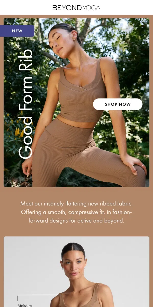 Email from Beyond Yoga. Introducing Our Newest Fabric