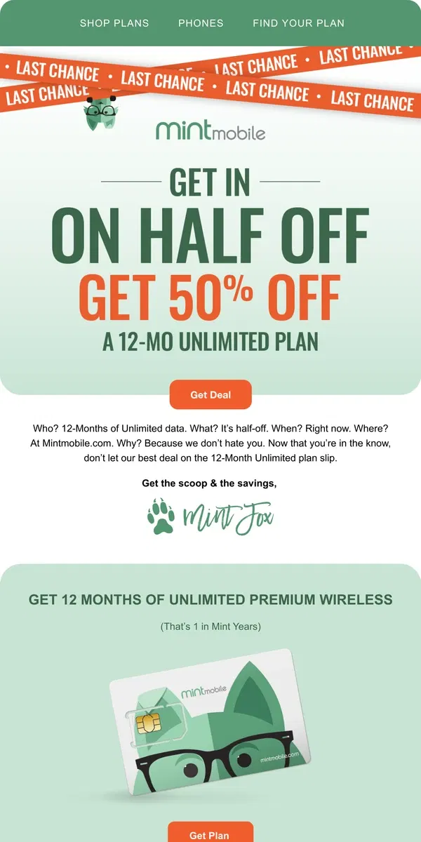 Email from Mint Mobile. Save 50% on Unlimited