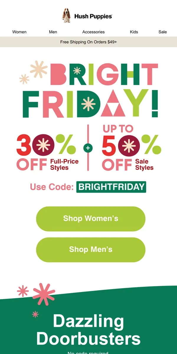 Email from Hush Puppies. ⏰ Rise & Shine…BRIGHT FRIDAY is here!