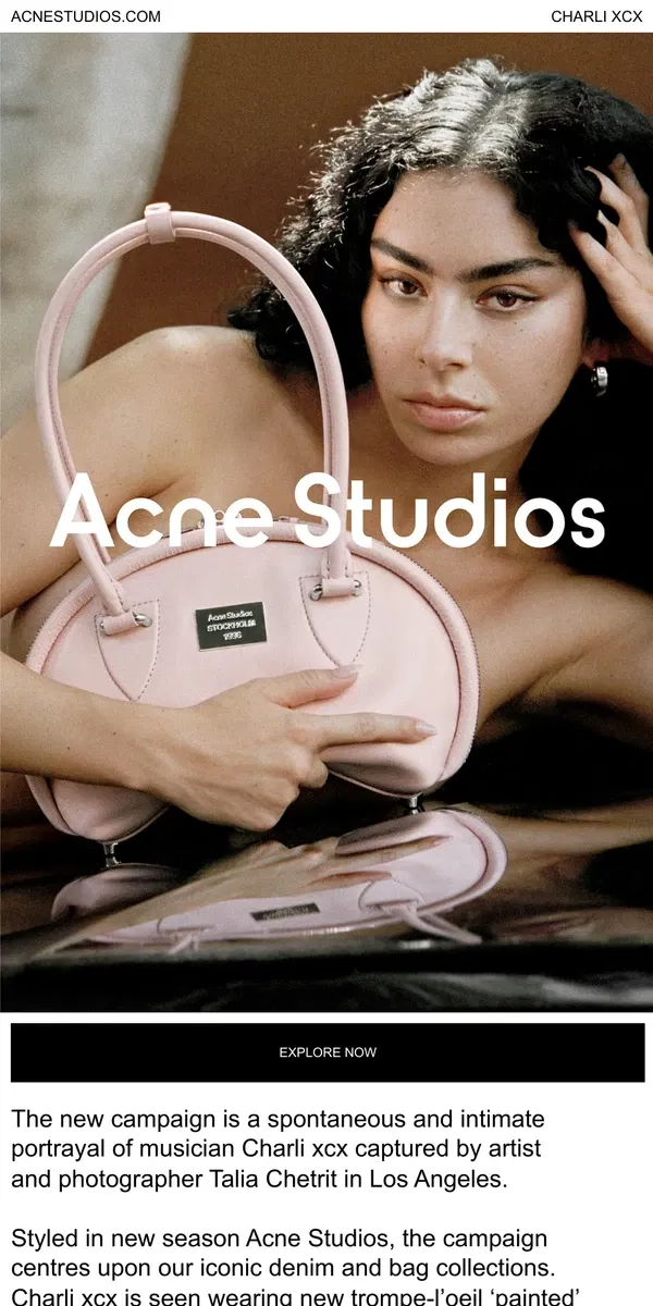 Email from Acne Studios. Charli xcx is the new face of Acne Studios