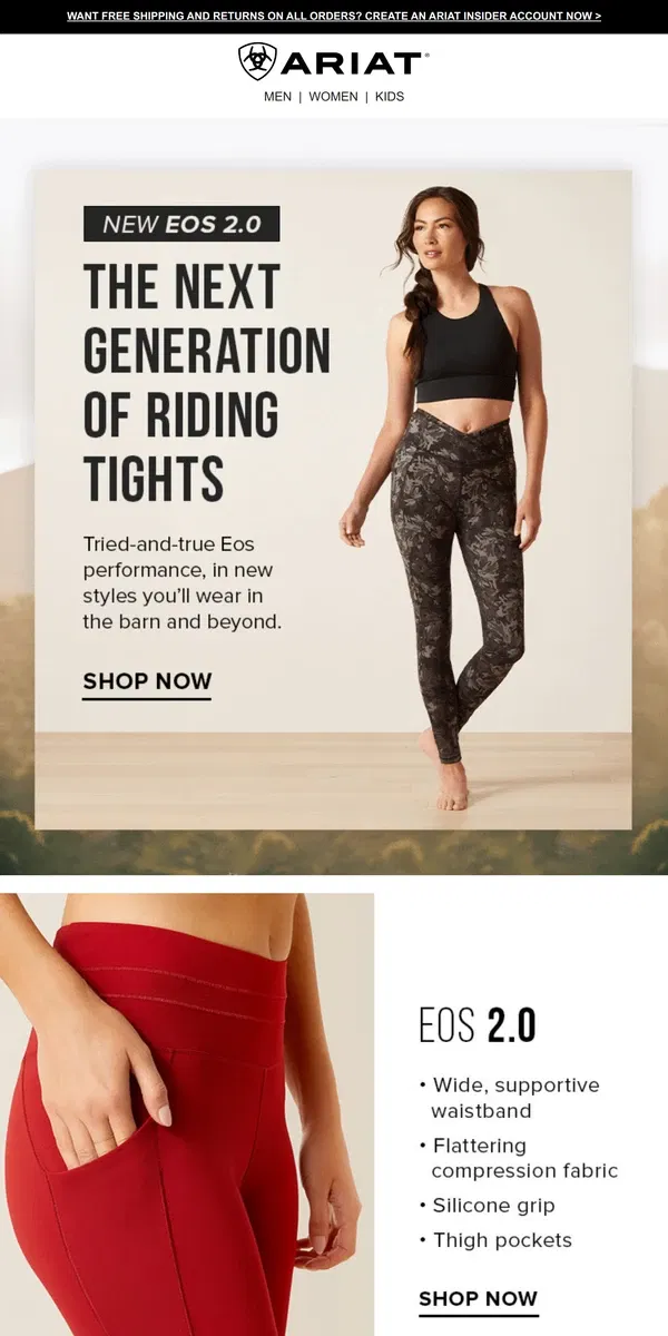 Email from Ariat. New Eos Riding Tights Are Here!