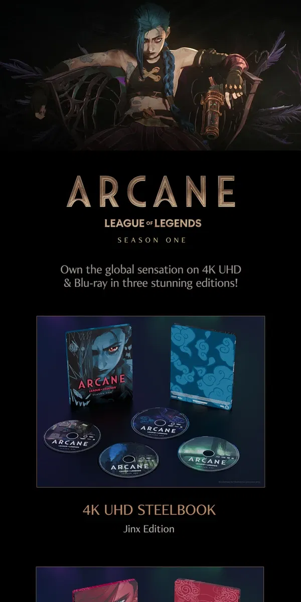 Email from GKIDS. Own Arcane Season One on 3 incredible editions.