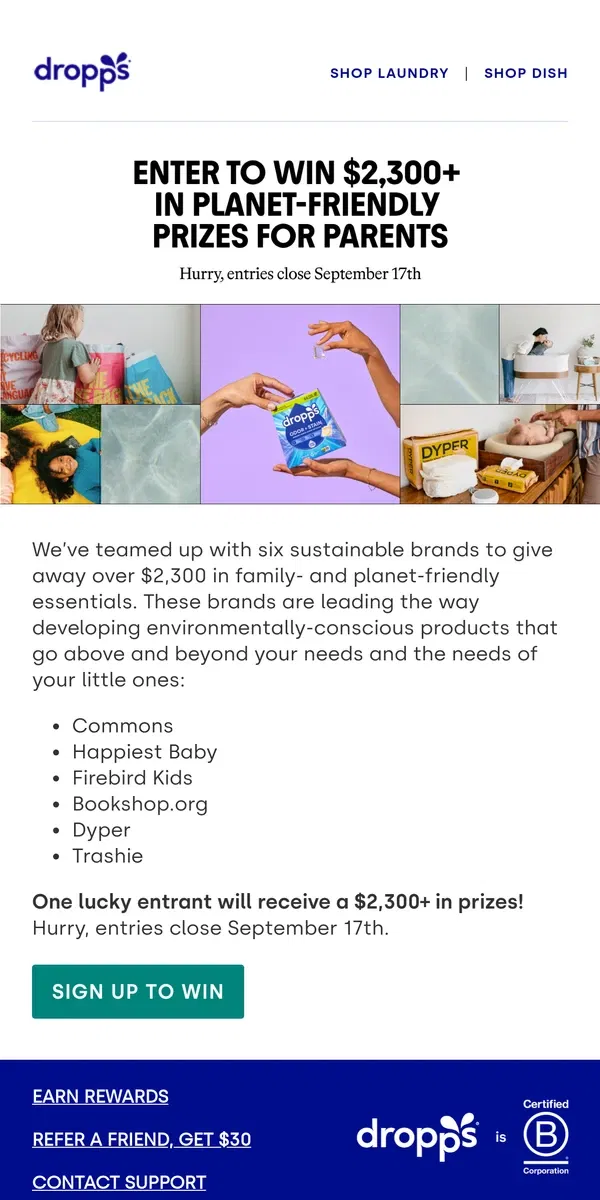 Email from Dropps. Planet-Friendly Giveaway!