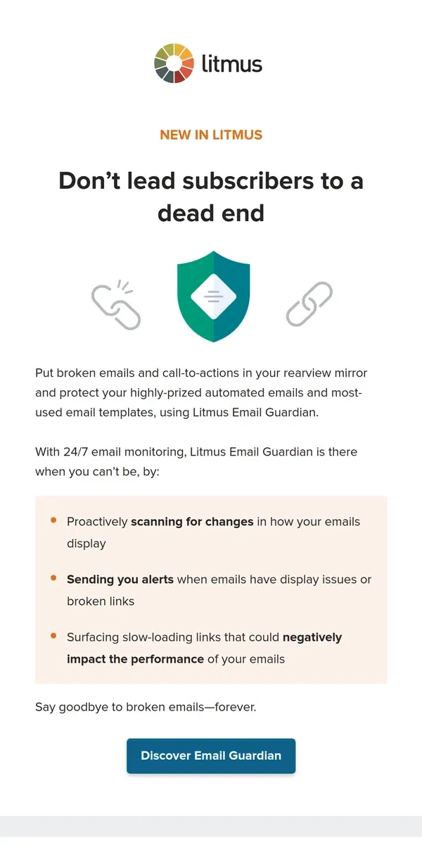 Email from Litmus. 🆕 24/7 email monitoring is here