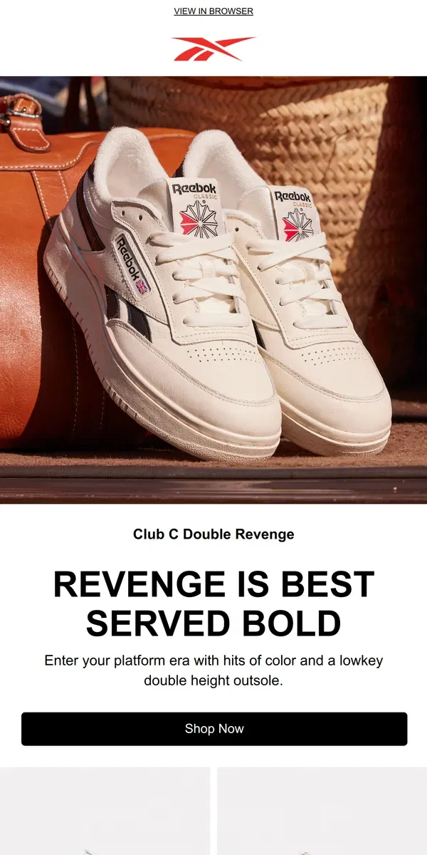 Email from Reebok. Platforms that came to play