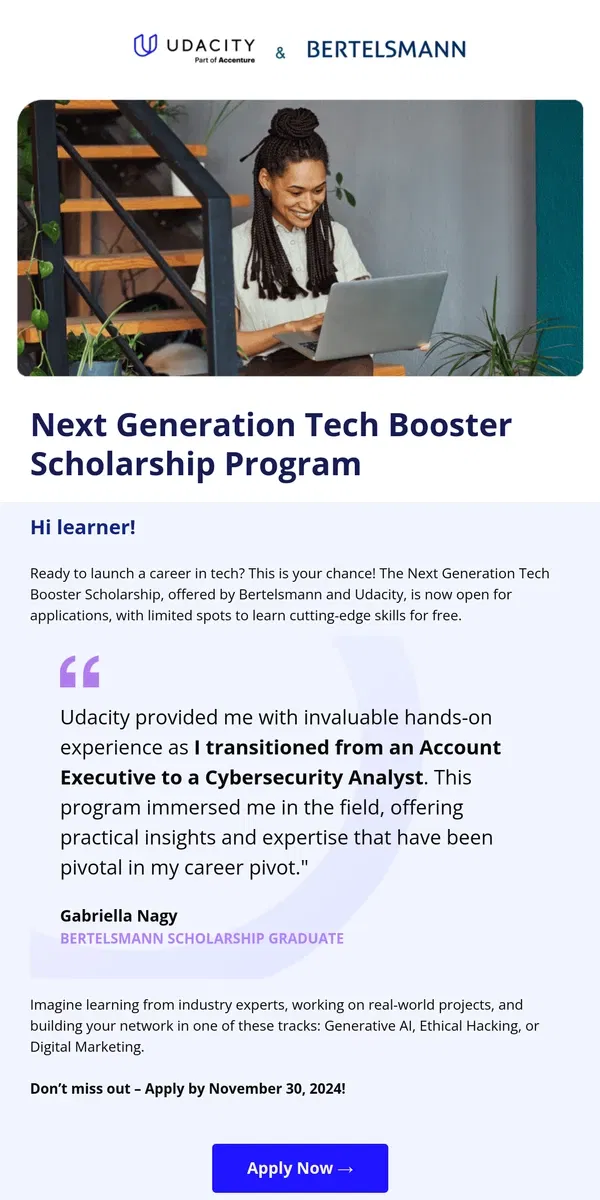 Email from Udacity. Don’t forget to submit your scholarship application.