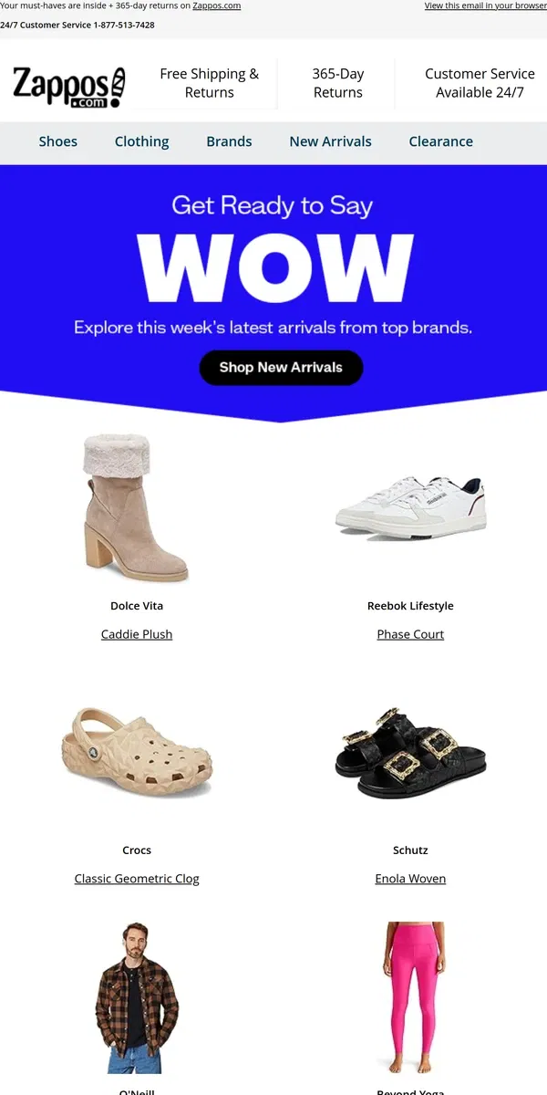 Email from Zappos. The Weekly WOW: Dolce Vita, Crocs, Beyond Yoga and more!