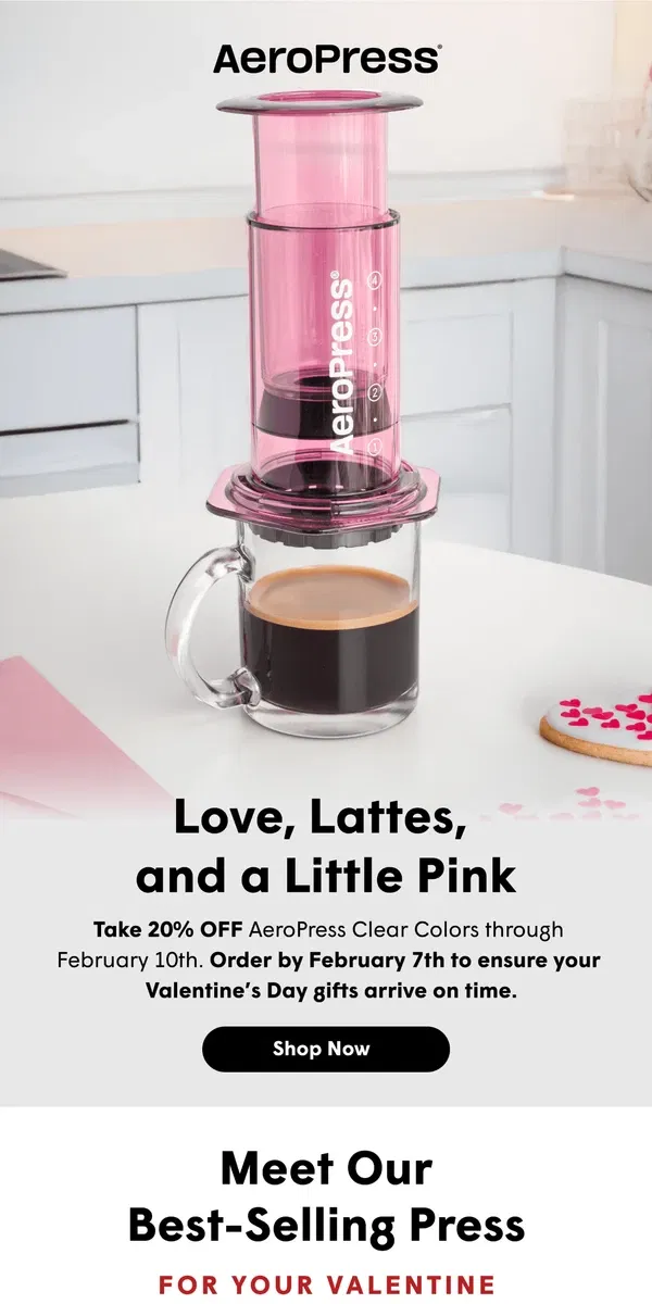 Email from AeroPress. Time’s Running Out on the Valentine’s Sale  💓