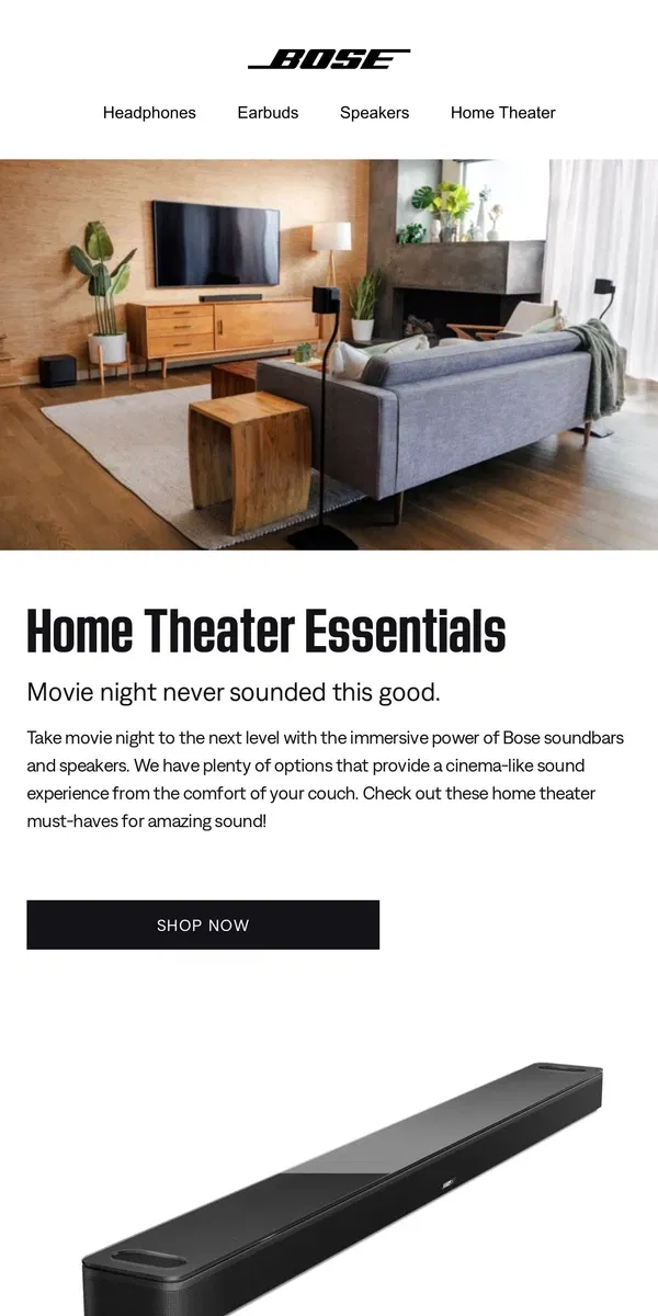 Email from Bose. Break out the popcorn with Bose home theater essentials.