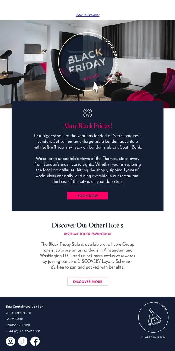 Email from Sea Containers London. Our Black Friday Sale Is Here!