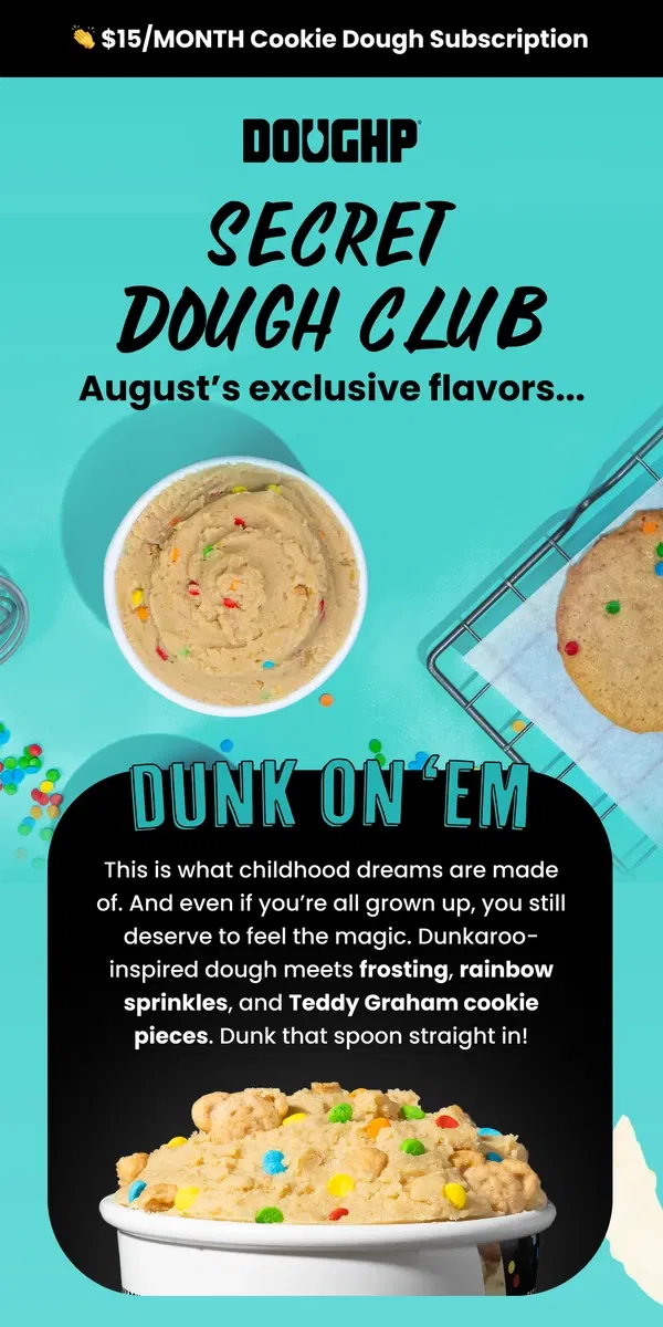 Email from Doughp. ATTENTION! $15 Cookie Dough Subscription