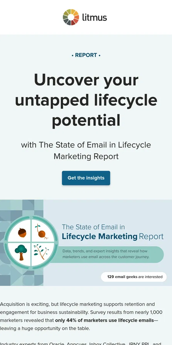 Email from Litmus. 🥁 The State of Email in Lifecycle Marketing Report is here