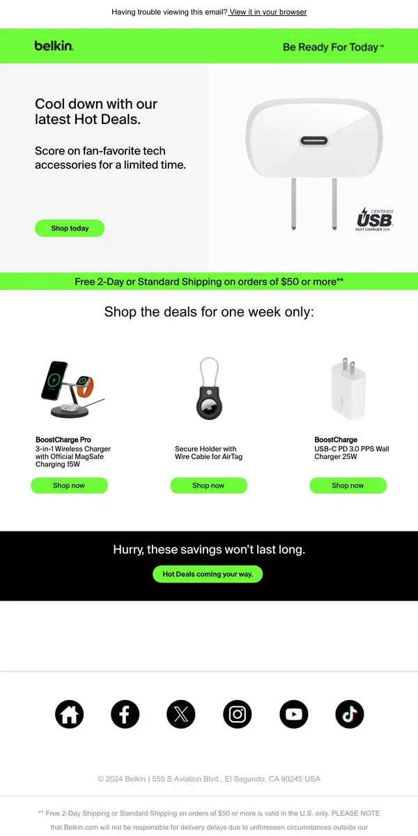 Email from Belkin. 🔥 Strike While the Deals Are Hot 🔥