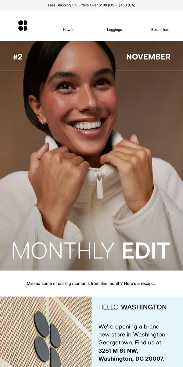 Email from Sweaty Betty. The November Monthly Edit