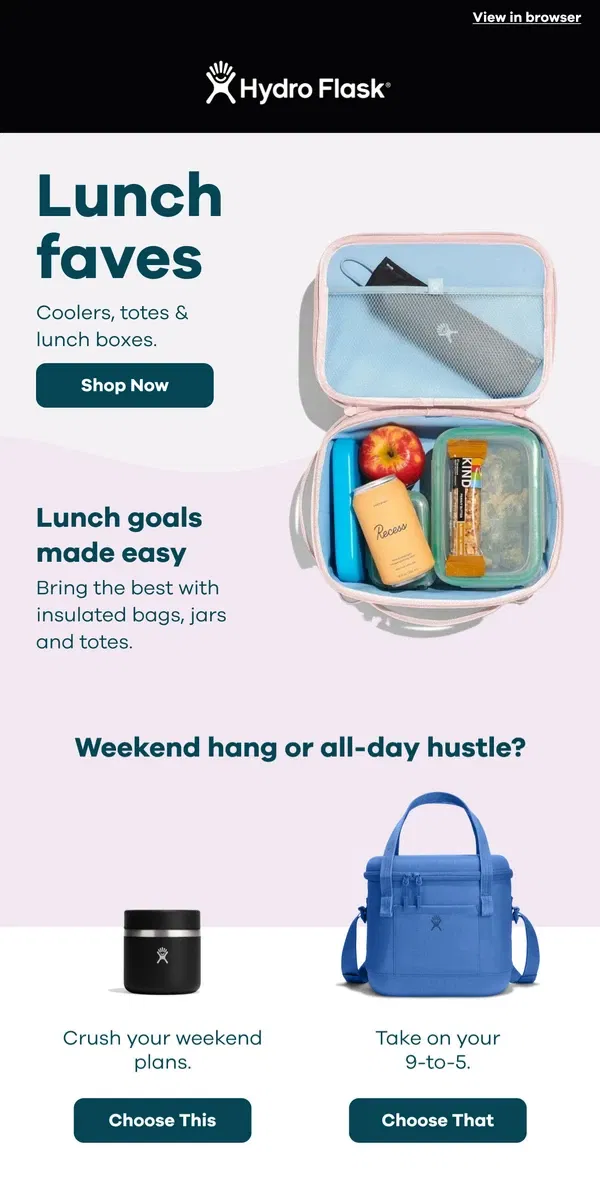 Email from Hydro Flask. Trying to eat more homemade meals? Start here.