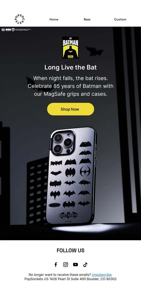 Email from PopSockets. Strike fear into Gotham’s villains