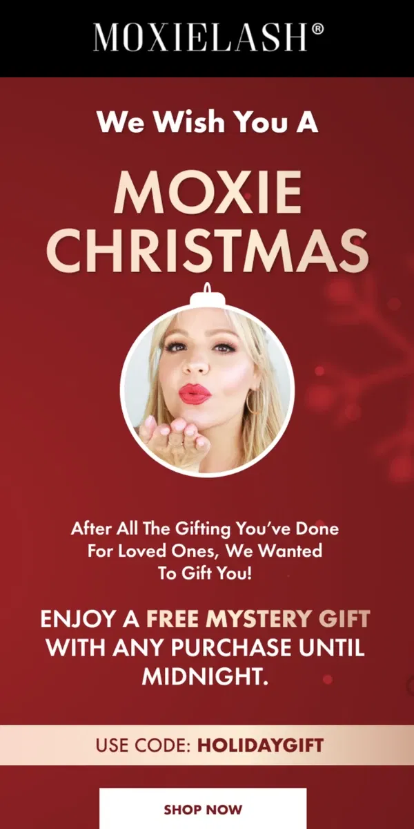 Email from MoxieLash. A Special Holiday Gift Just for You