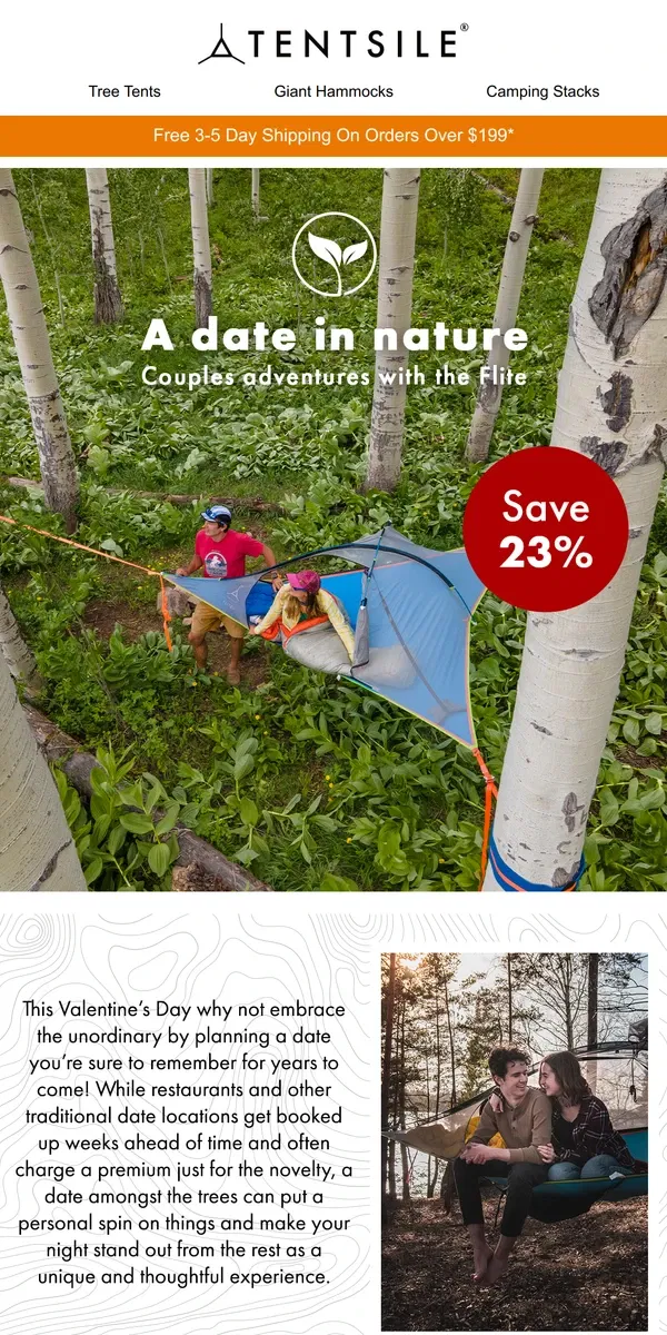 Email from Tentsile. Save On Flite Tree Tents 🌲