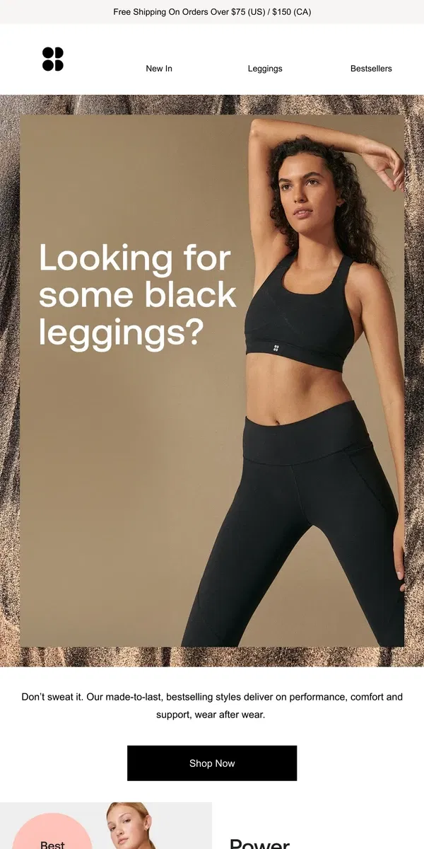 Email from Sweaty Betty. Black leggings: the #1 core staple 🖤