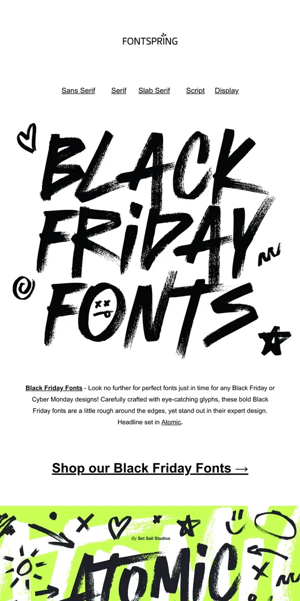 Email from Fontspring. Black Friday Fonts | Fontface